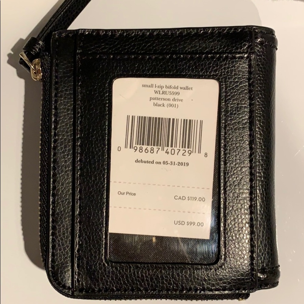 NWT Kate spade L-zip bifold wallet BLACK - Picture 3 of 3